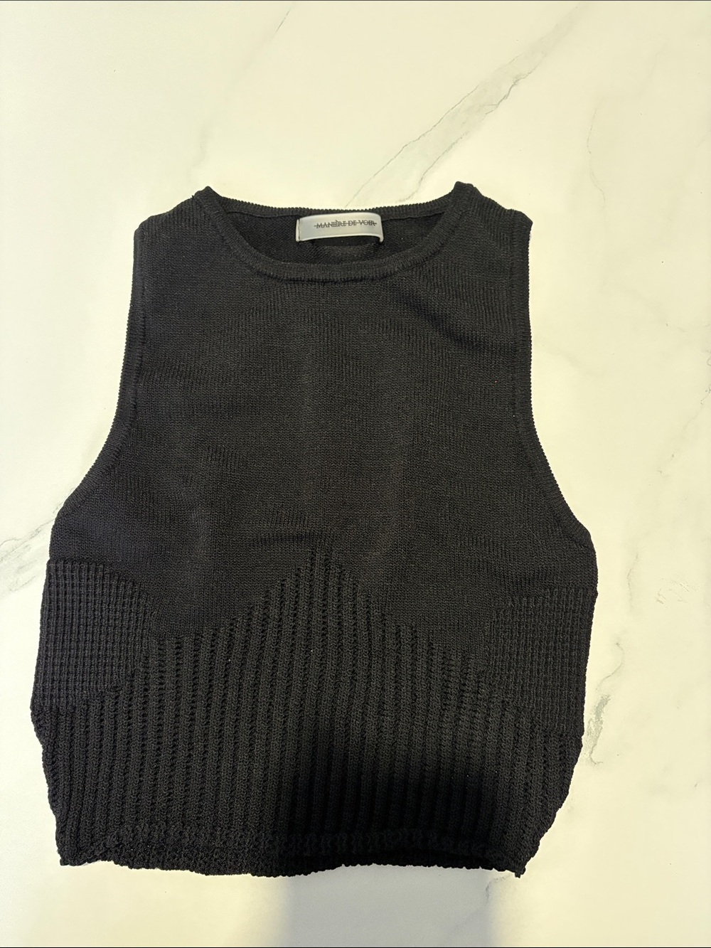 Maniere De Voir Black Ribbed Knit Tank
